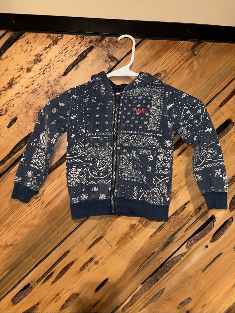 Levi's Kids Navy Bandana-Print Zip Hoodie